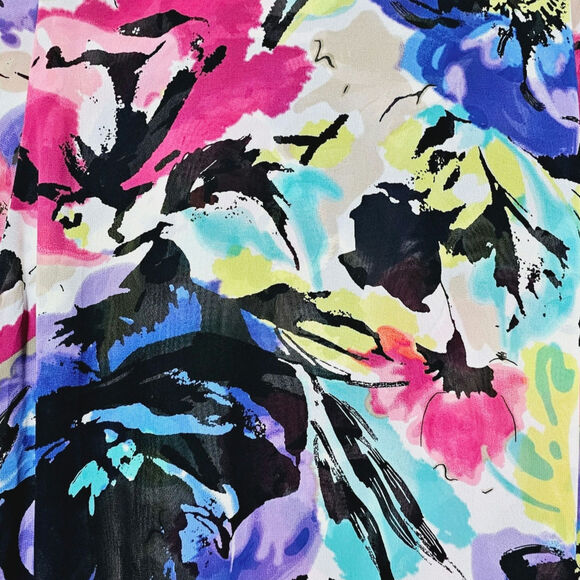 Chaus Dress Women's Sz XL Floral Semi Sheer Cowl Neck Drawstring Waist Boho-chic - Picture 3 of 6